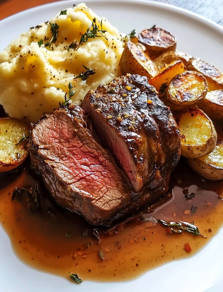 Beef Tenderloin Roast with Smashed Potatoes