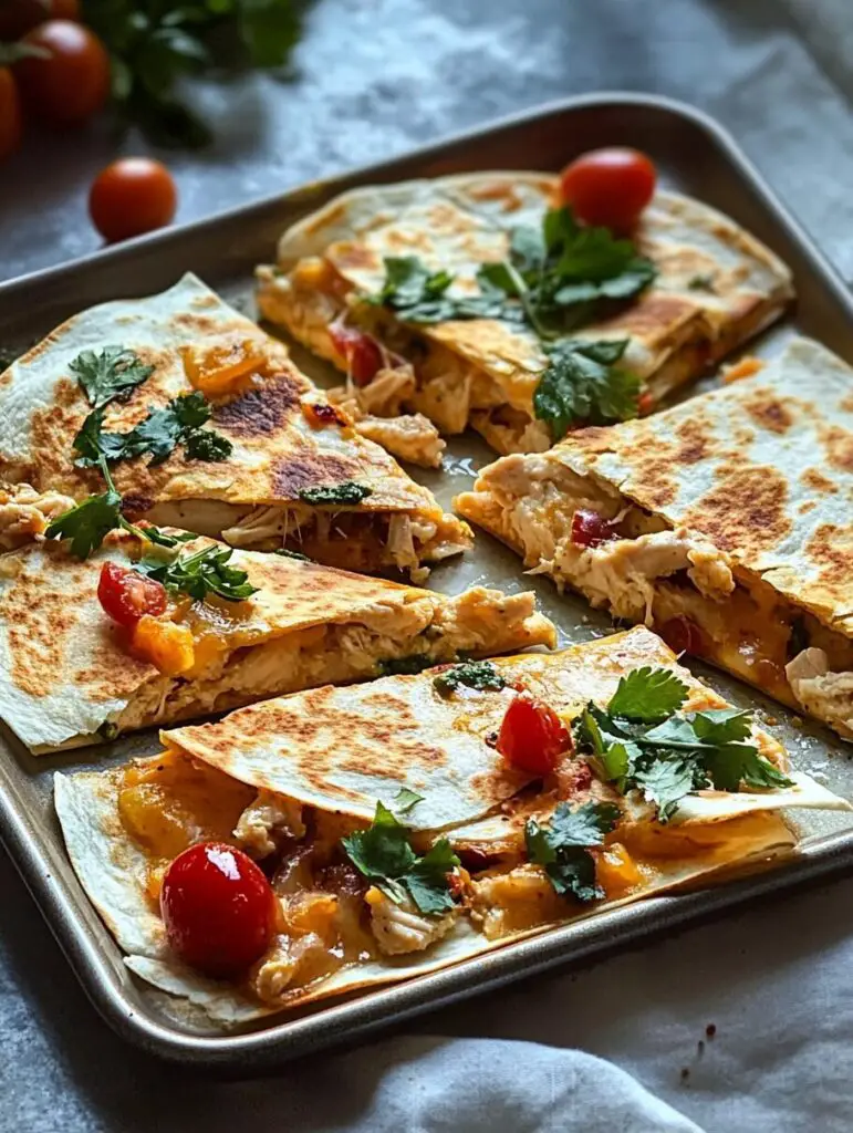 Sheet Pan Chicken Quesadillas