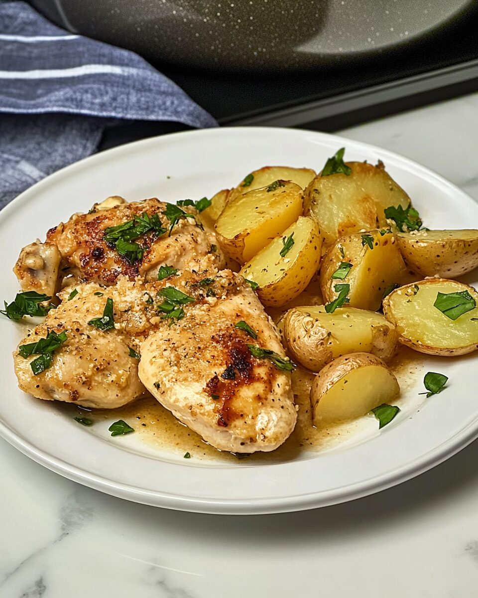 Quick and Easy Parmesan Garlic Chicken and Potatoes