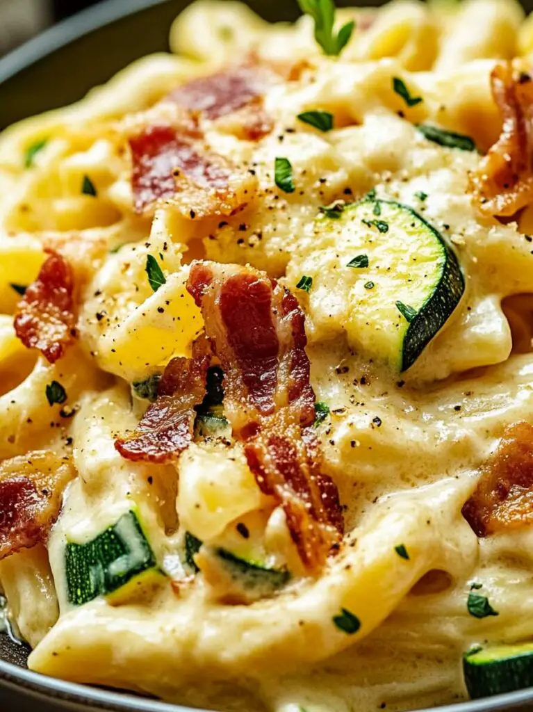 Creamy Courgette Bacon Pasta