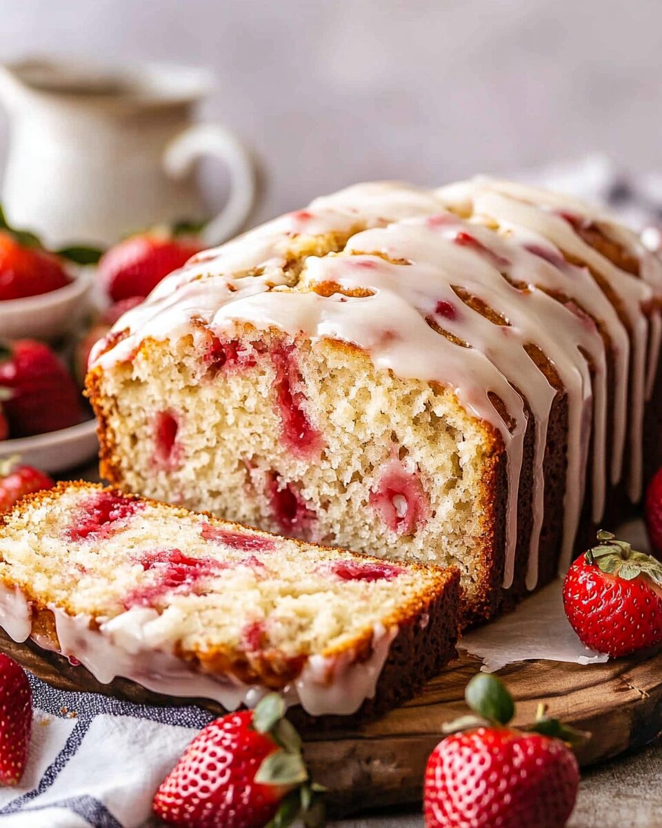 Glazed Strawberry Rhubarb Bread