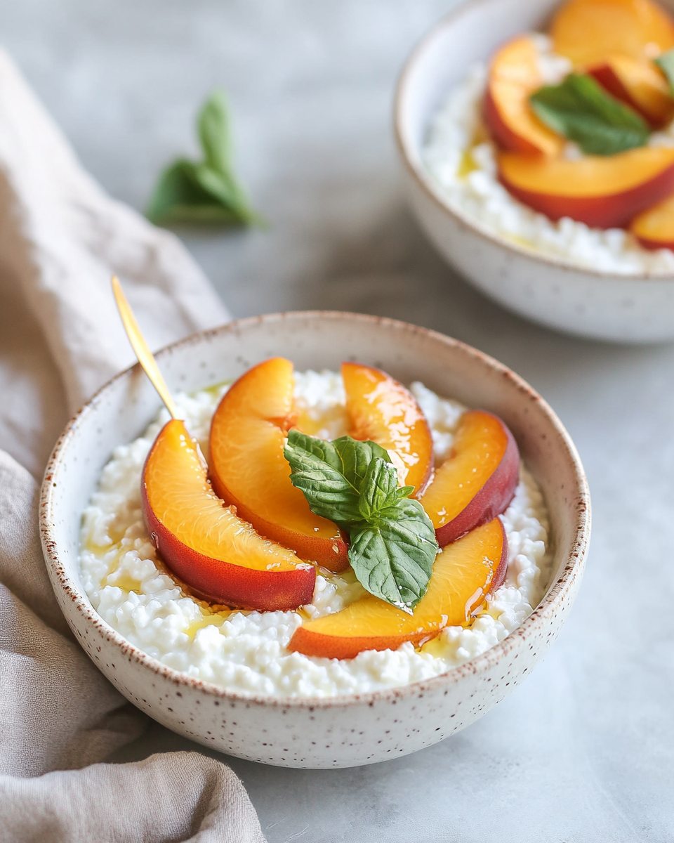 Peaches and Cottage Cheese Bowl – Blood Sugar-Safe Pregnancy Snack