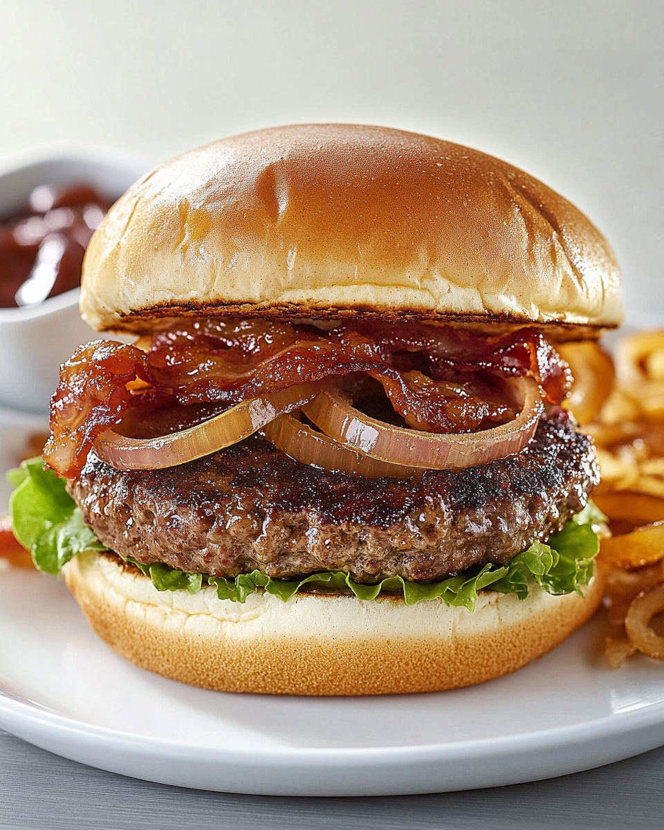 Smoky Bacon Burger with Caramelized Onions