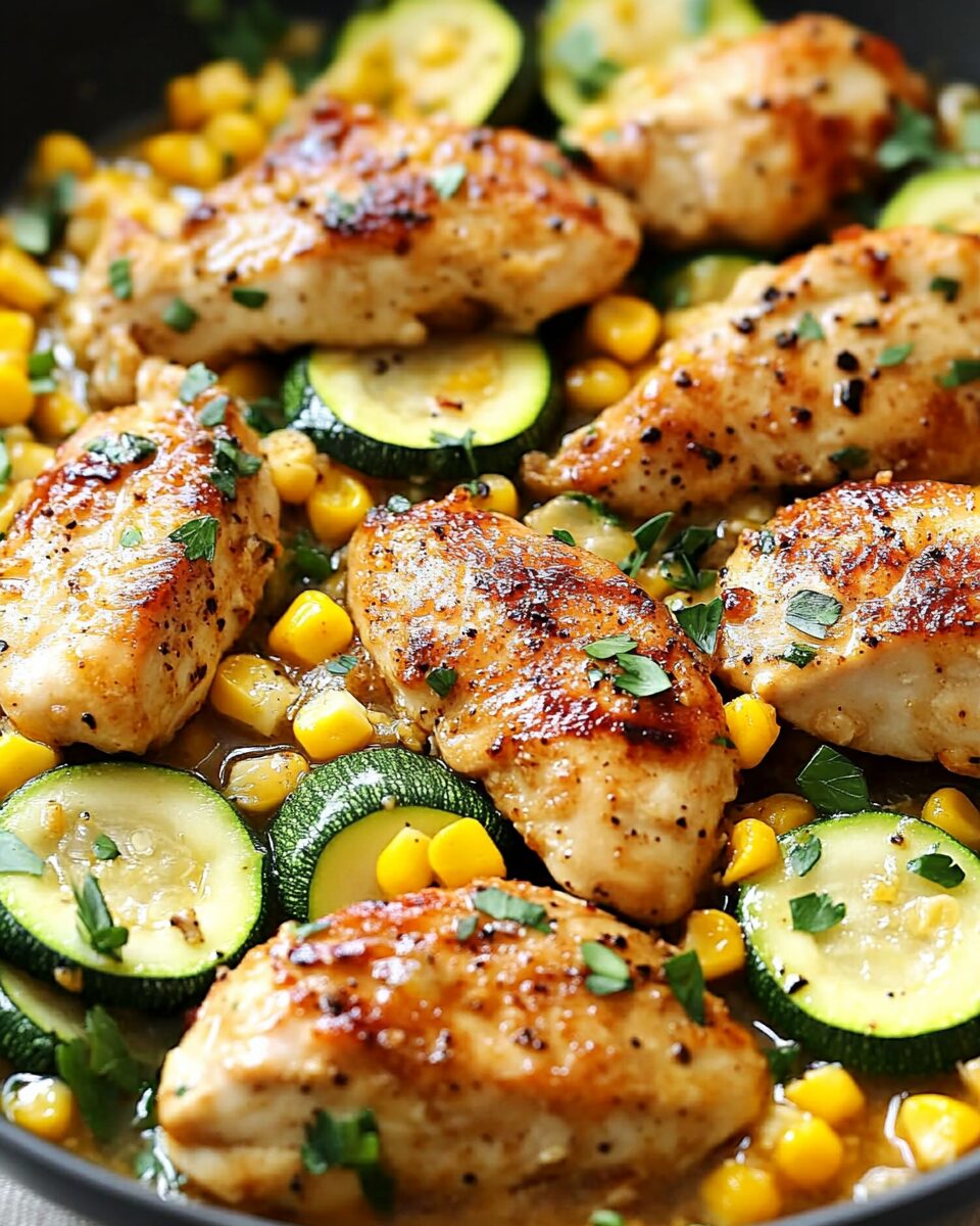 Garlic Butter Chicken with Zucchini and Corn