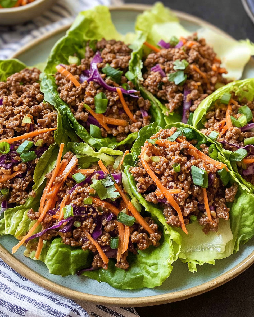 Thai Peanut Ground Beef Lettuce Wraps