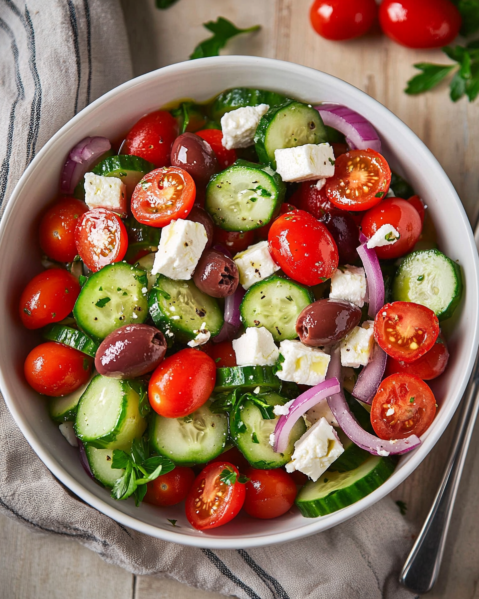 Greek Cucumber Salad with Olives