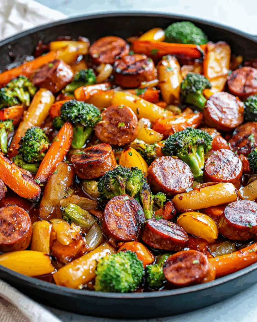 One-Pan Honey Garlic Kielbasa & Veggies