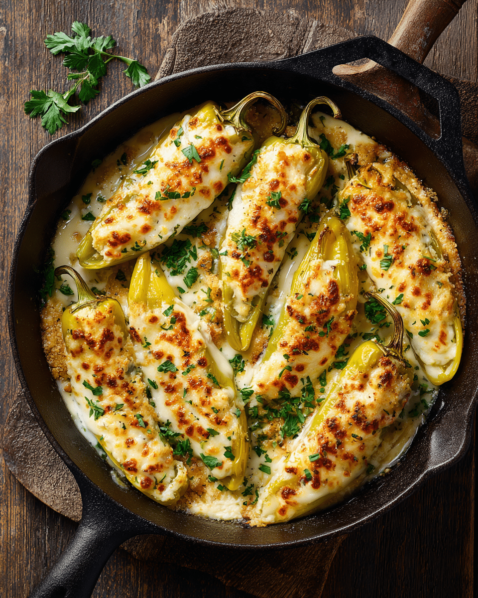 Creamy Stuffed Banana Peppers – Cheesy & Baked