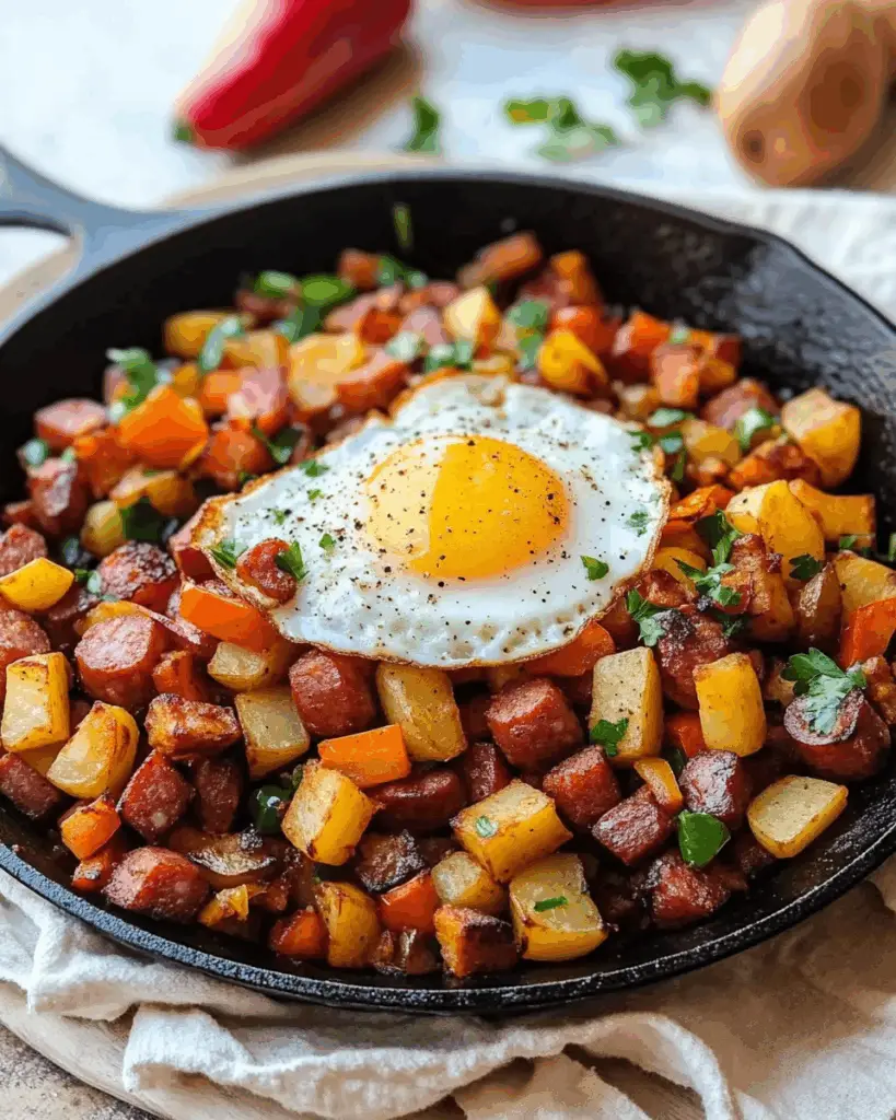 Kielbasa Breakfast Hash with Crispy Potatoes