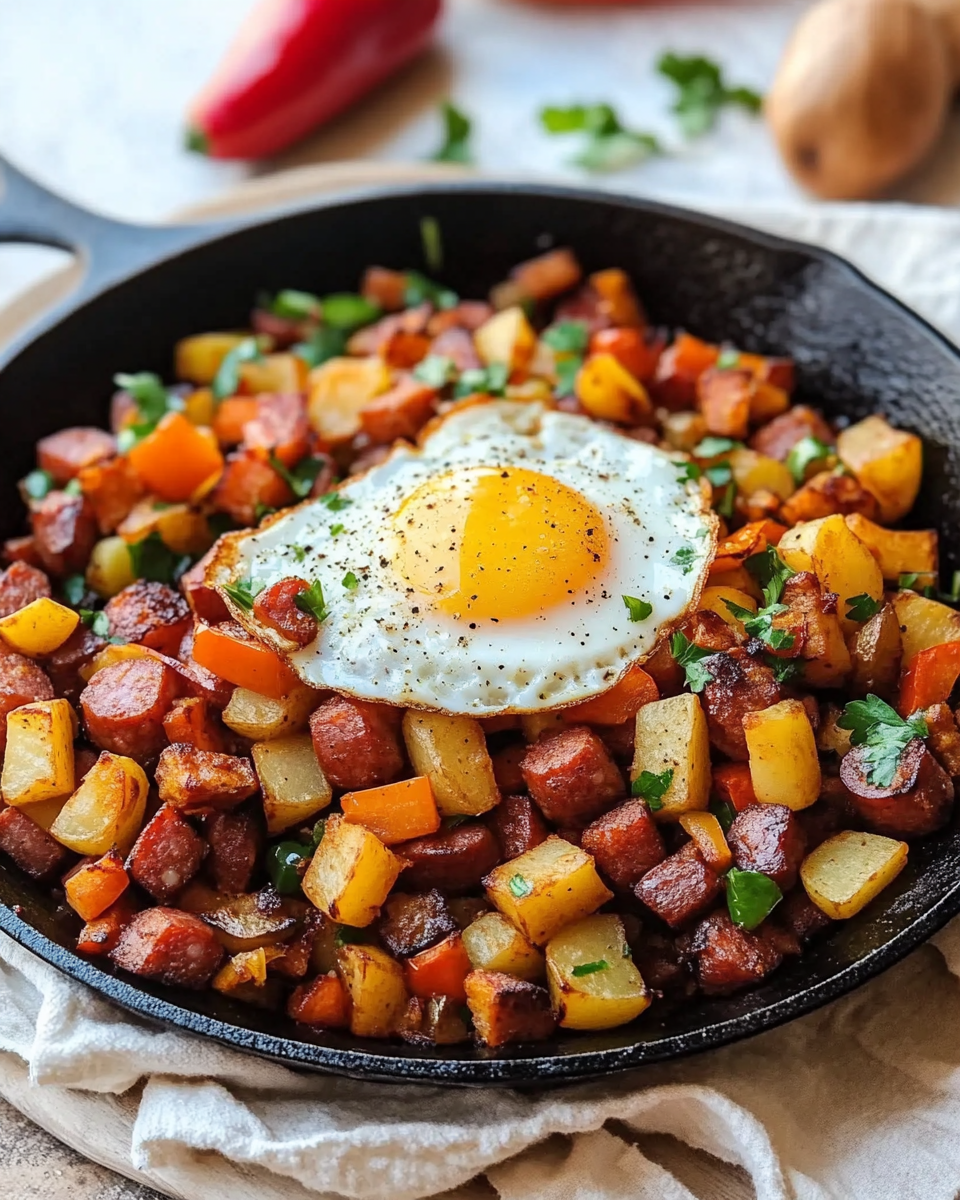 Kielbasa Breakfast Hash with Crispy Potatoes