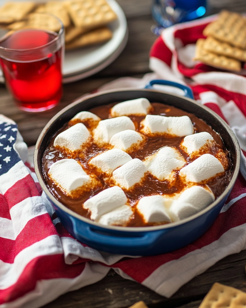 Red, White & Blue S’mores Dip