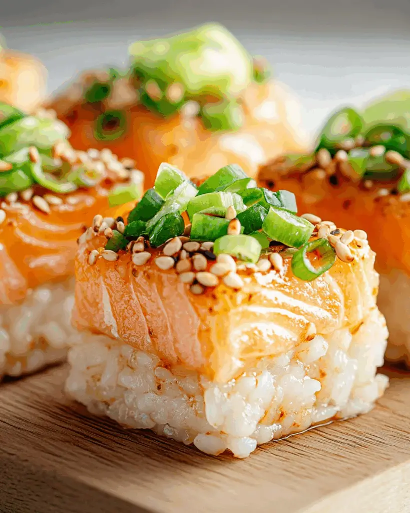 Spicy Salmon on Crispy Rice – Sushi-Inspired Snack