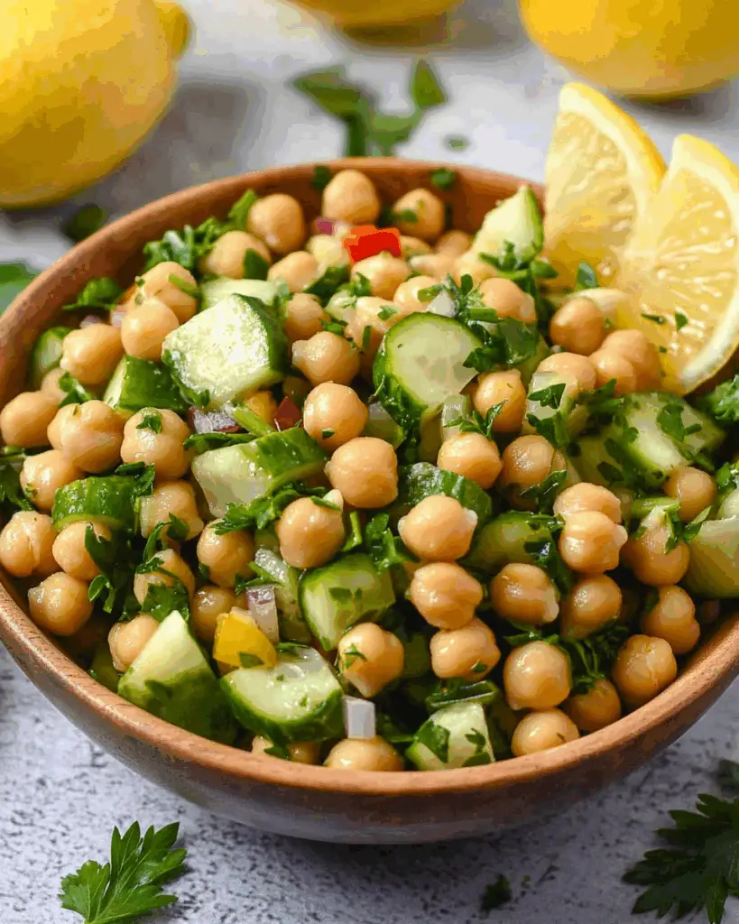Lemon Cucumber Chickpea Salad