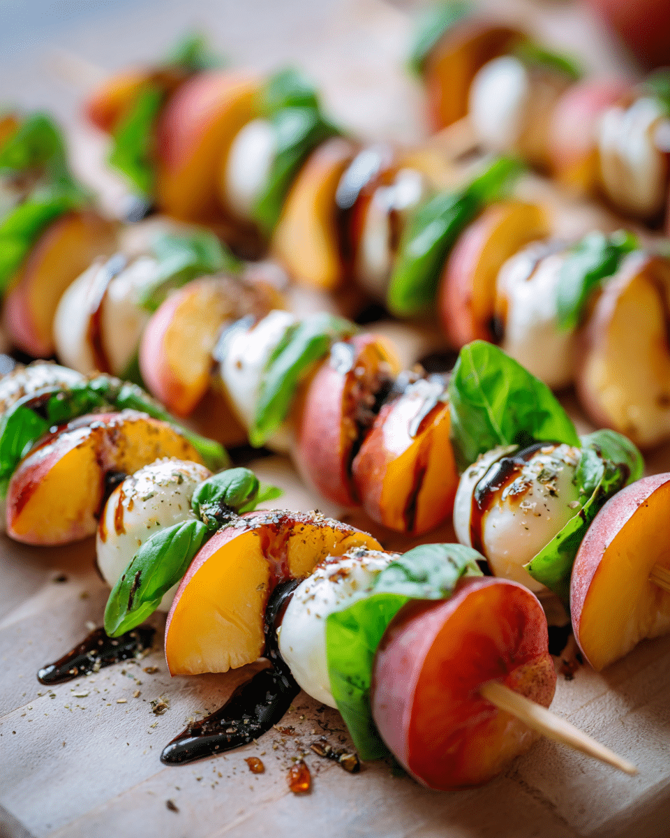 Fresh Peach Caprese Skewers