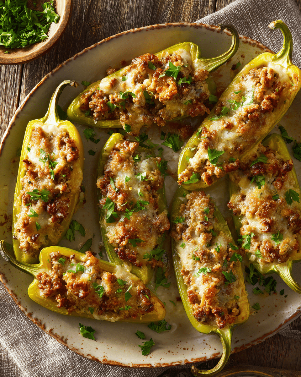 Sausage-Stuffed Banana Peppers – Oven Roasted