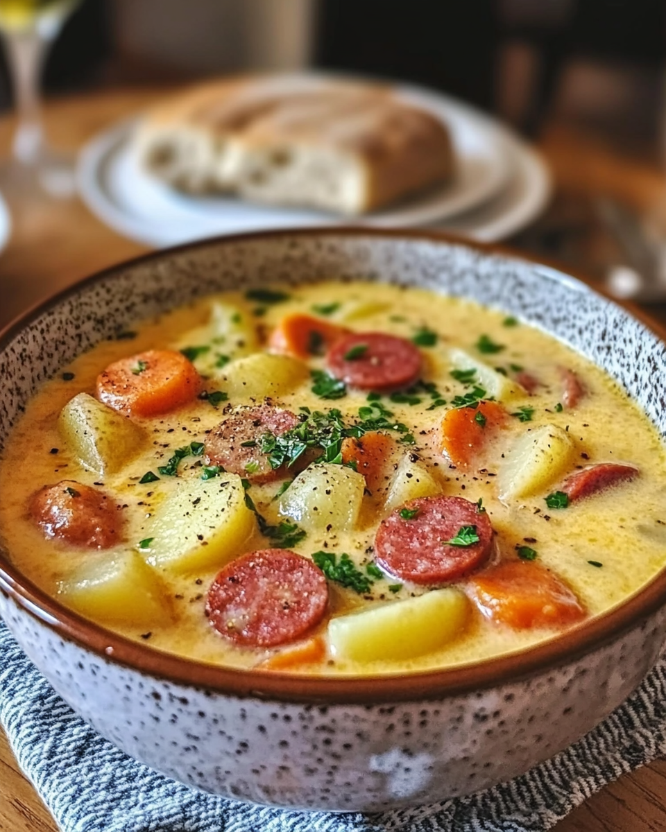 Creamy Potato Kielbasa Soup – Cozy & Hearty