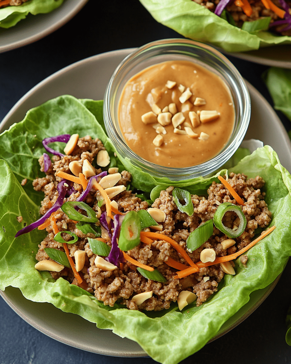 Turkey Lettuce Wraps with Peanut Sauce