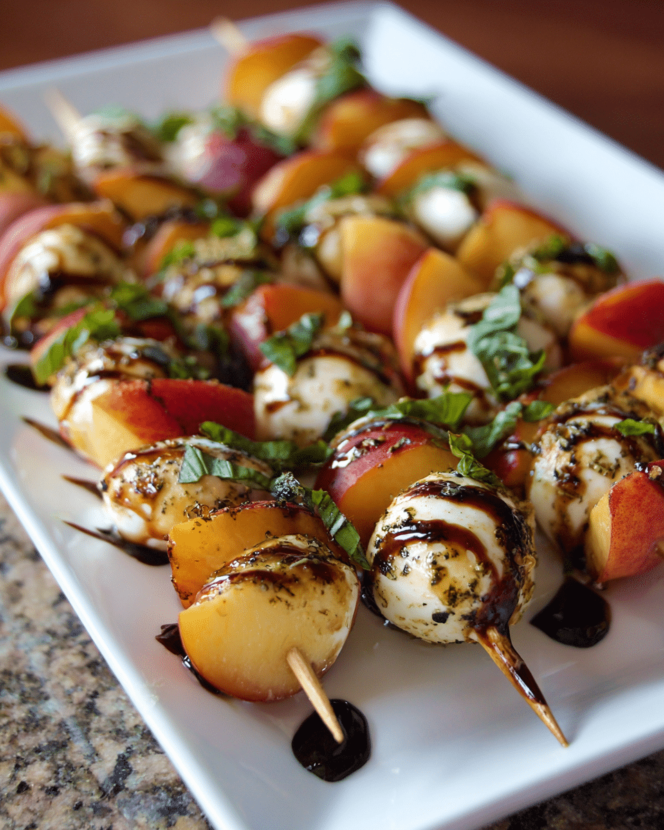 Easy Fresh Peach Caprese Skewers