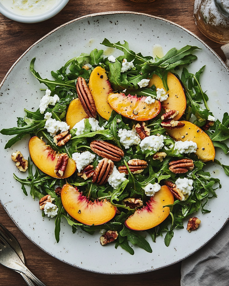 Peach Arugula Goat Cheese Salad