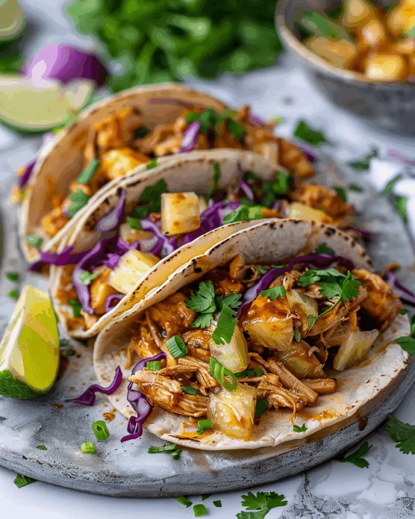 Hawaiian BBQ Chicken Tacos – Crockpot Chicken