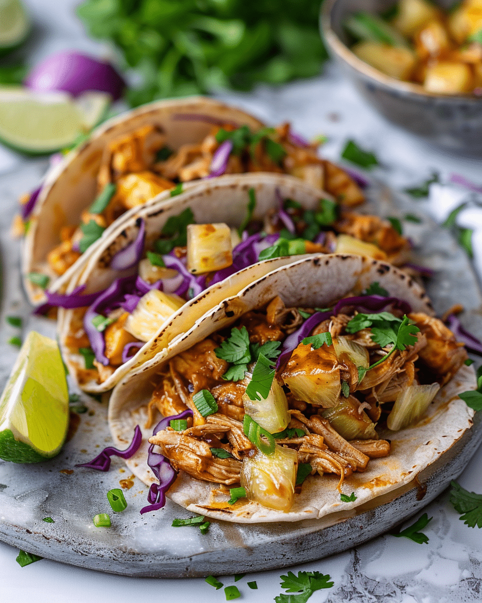 Hawaiian BBQ Chicken Tacos – Crockpot Chicken