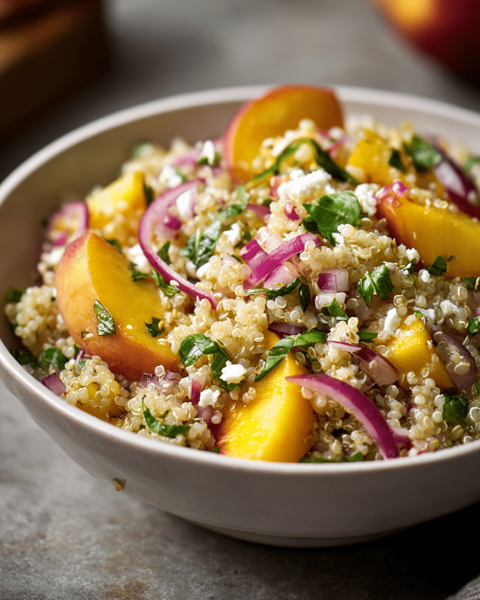 Peach Basil Quinoa Salad