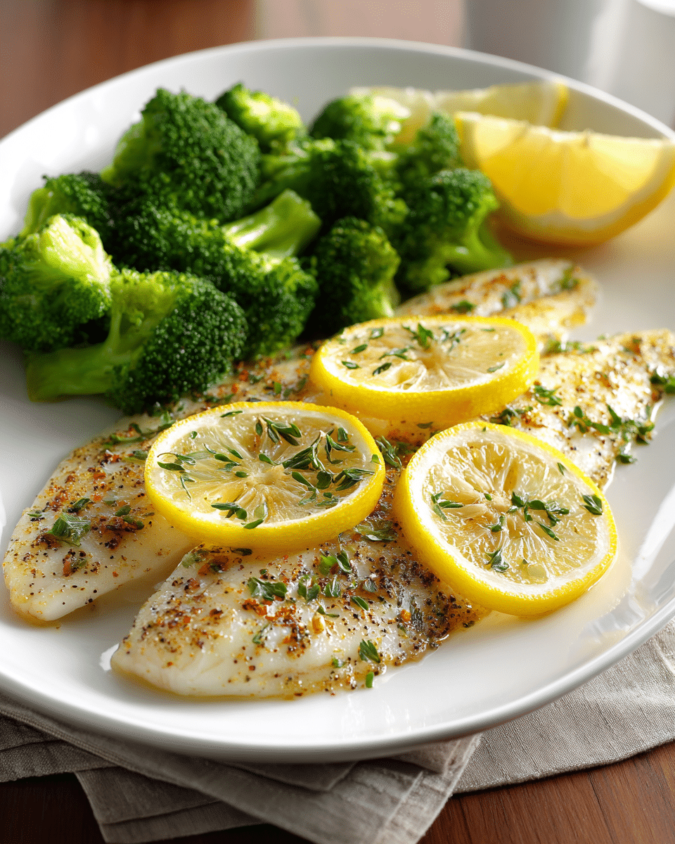 Baked Tilapia with Lemon & Steamed Broccoli – Light & Flavorful Dinner