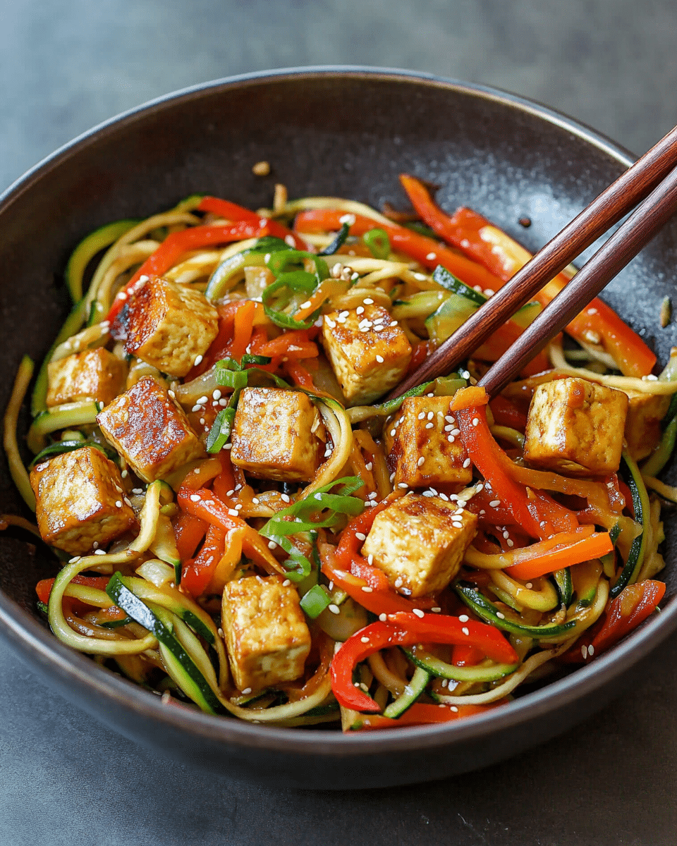 Zucchini Noodle Stir Fry with Tofu