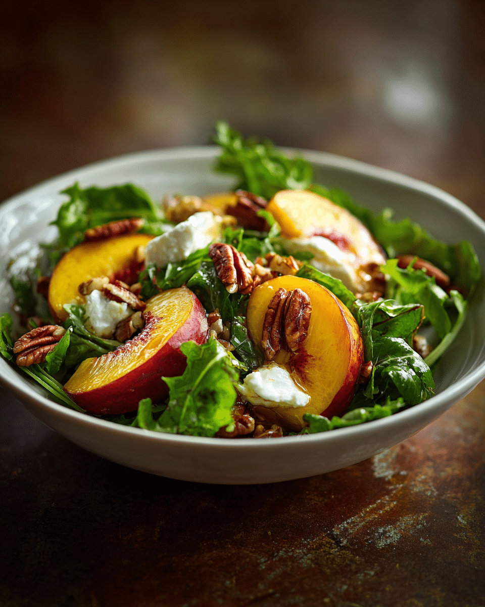 Easy Roasted Peach & Goat Cheese Salad