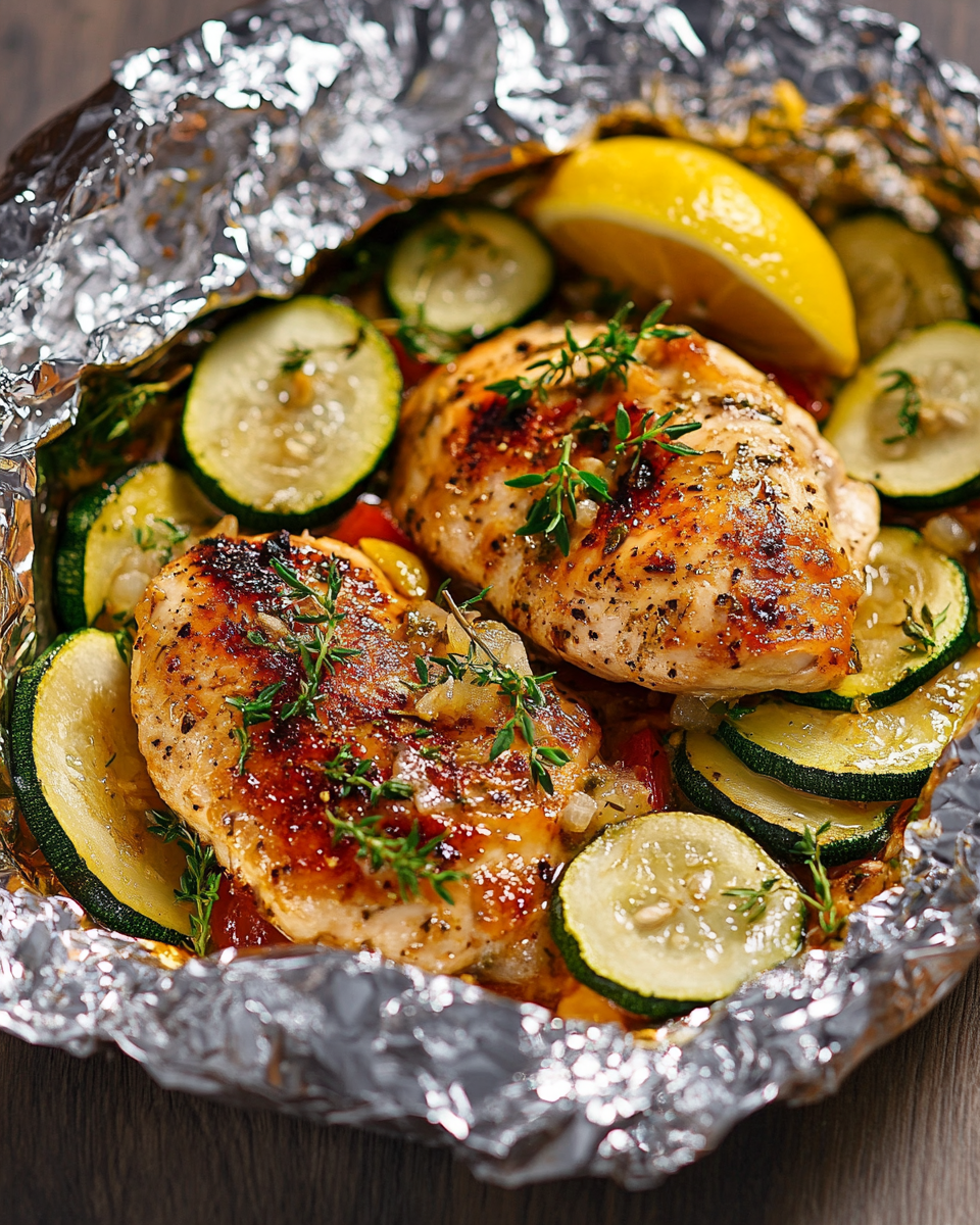 Chicken and Zucchini Foil Packs
