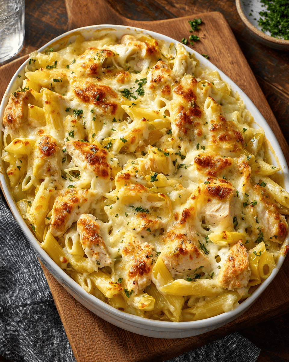 Banana Pepper Chicken Alfredo Bake
