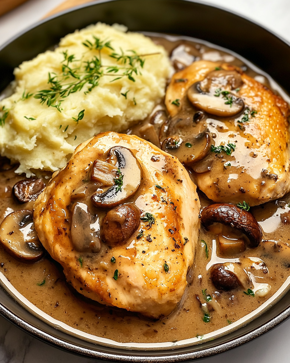 Chicken Marsala with Garlic Mashed Potatoes