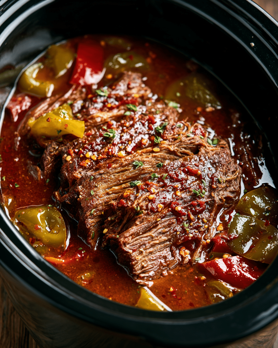 Slow Cooker Banana Pepper Roast Beef