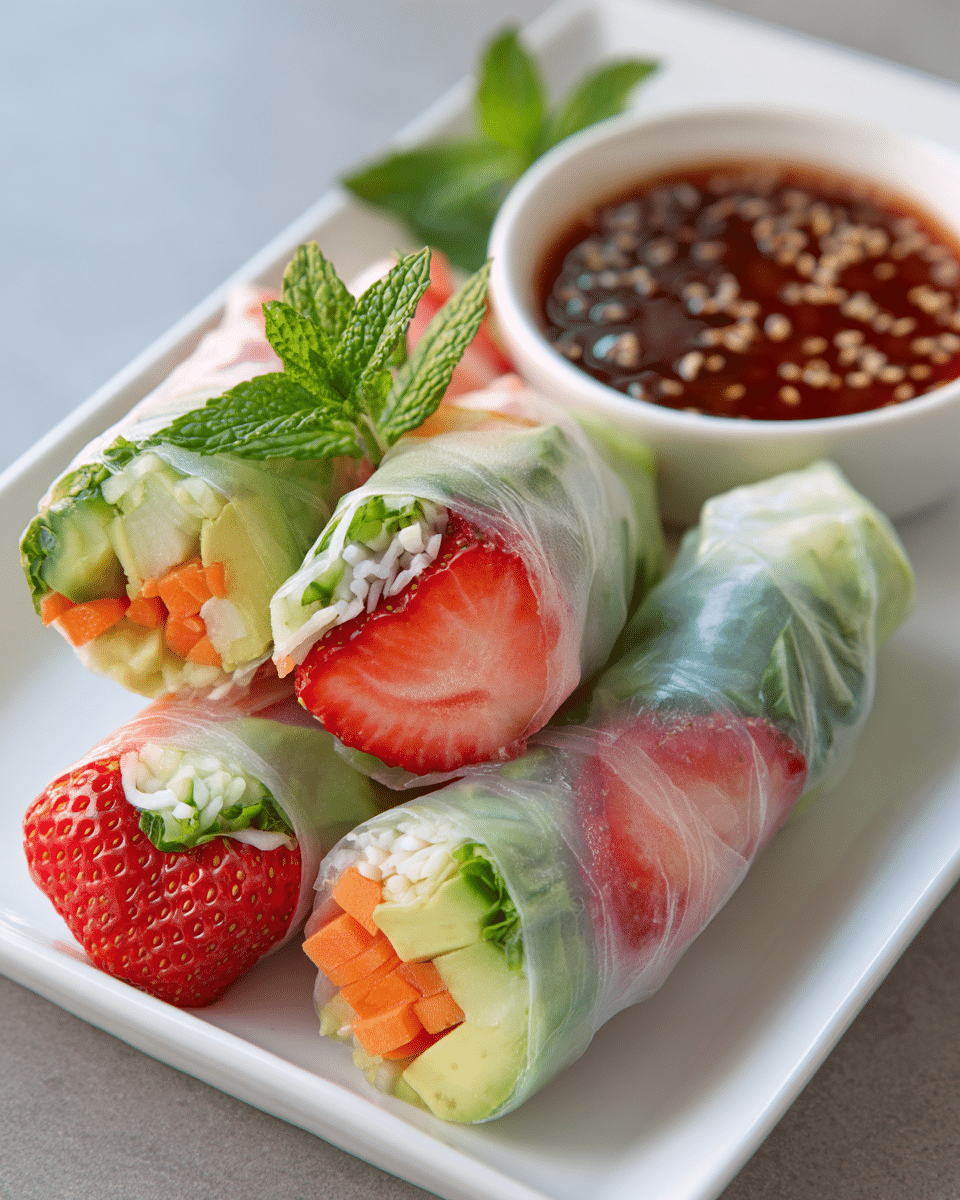 Strawberry Mint Summer Rolls