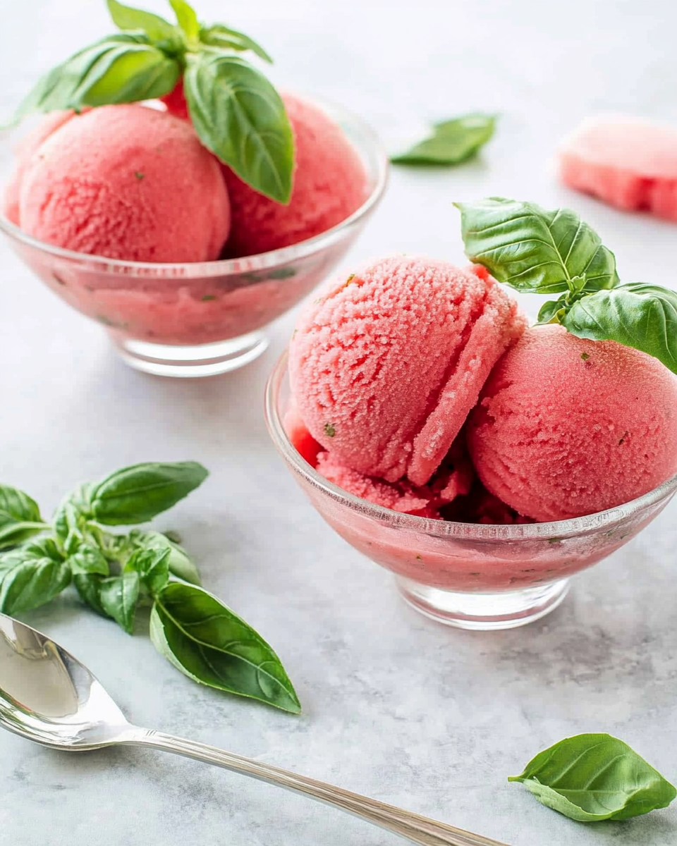 Watermelon Basil Sorbet