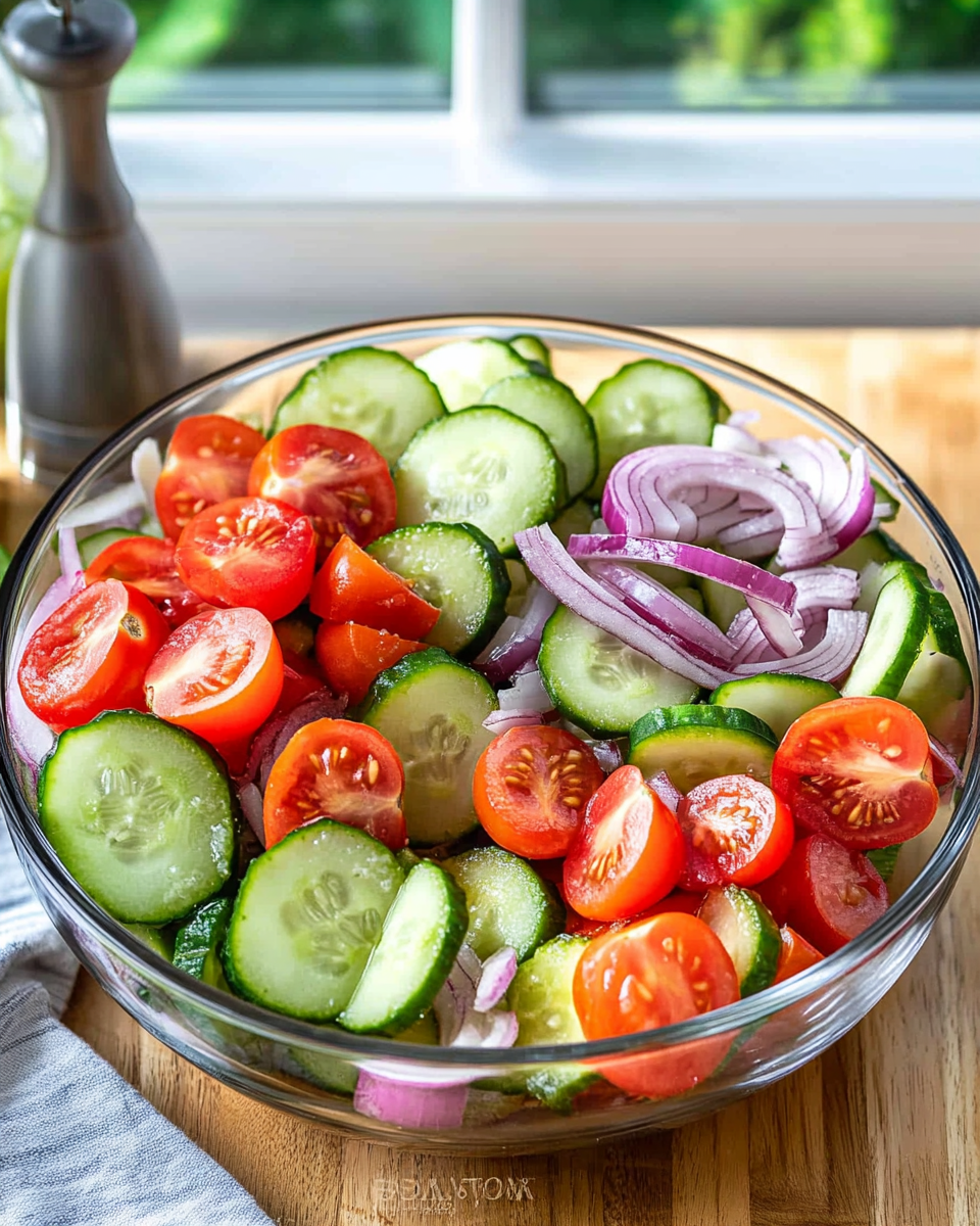 Cucumber Tomato Red Onion Salad