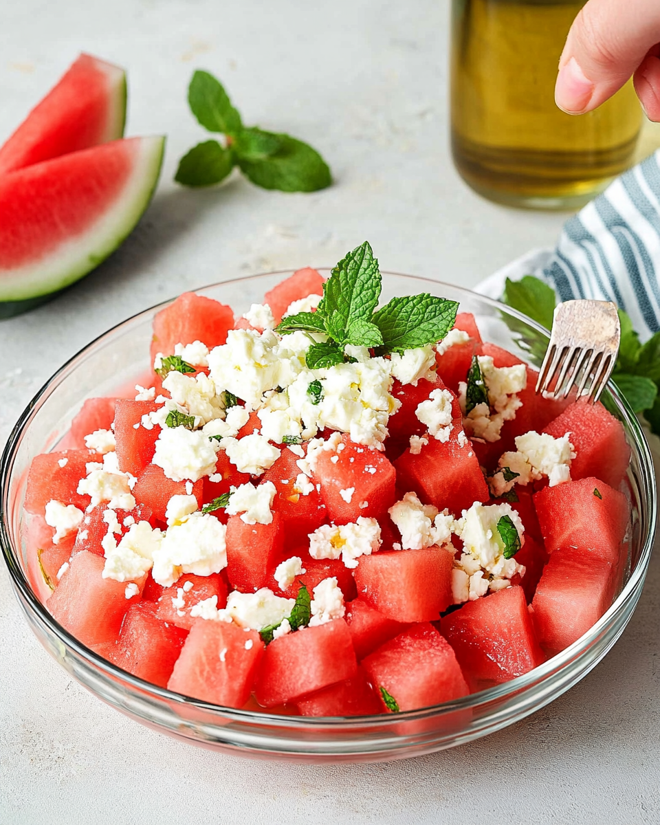 EasyWatermelon Feta Mint Salad