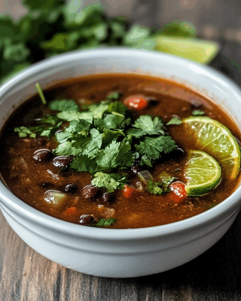 Spicy Black Bean and Lime Soup