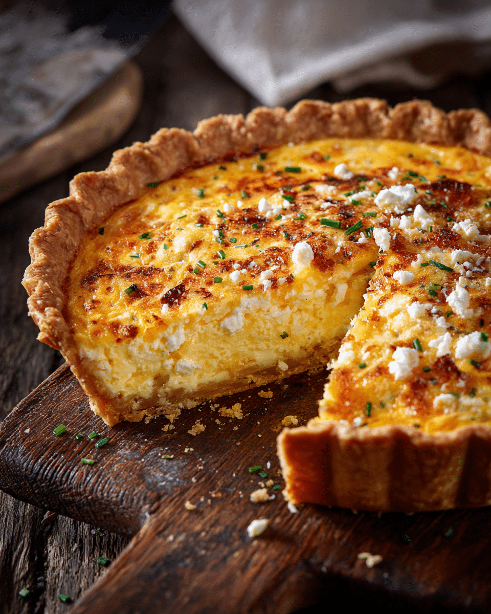 Triple Cheese Quiche – Cheddar, Feta & Gruyère Bliss