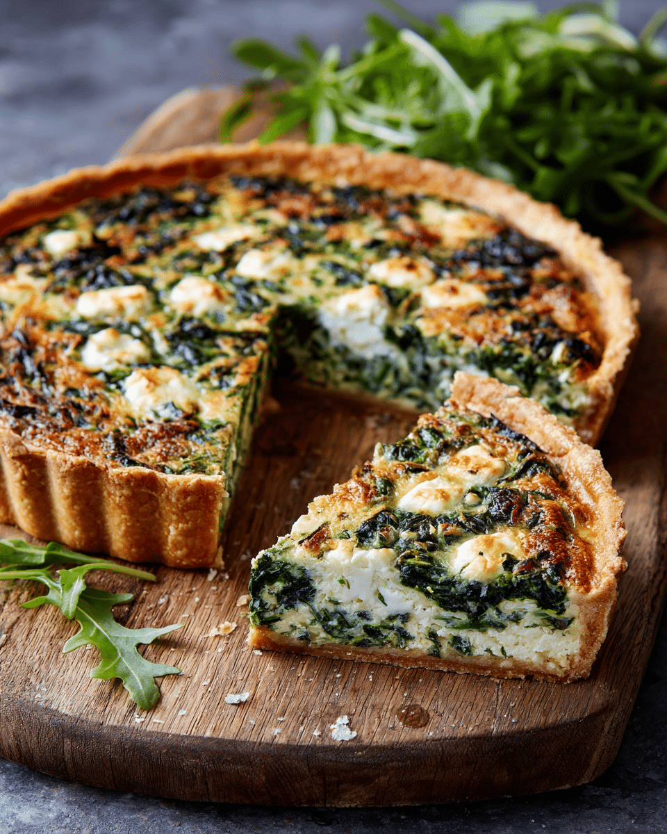 Creamy Spinach & Feta Quiche – Mediterranean-Inspired Delight