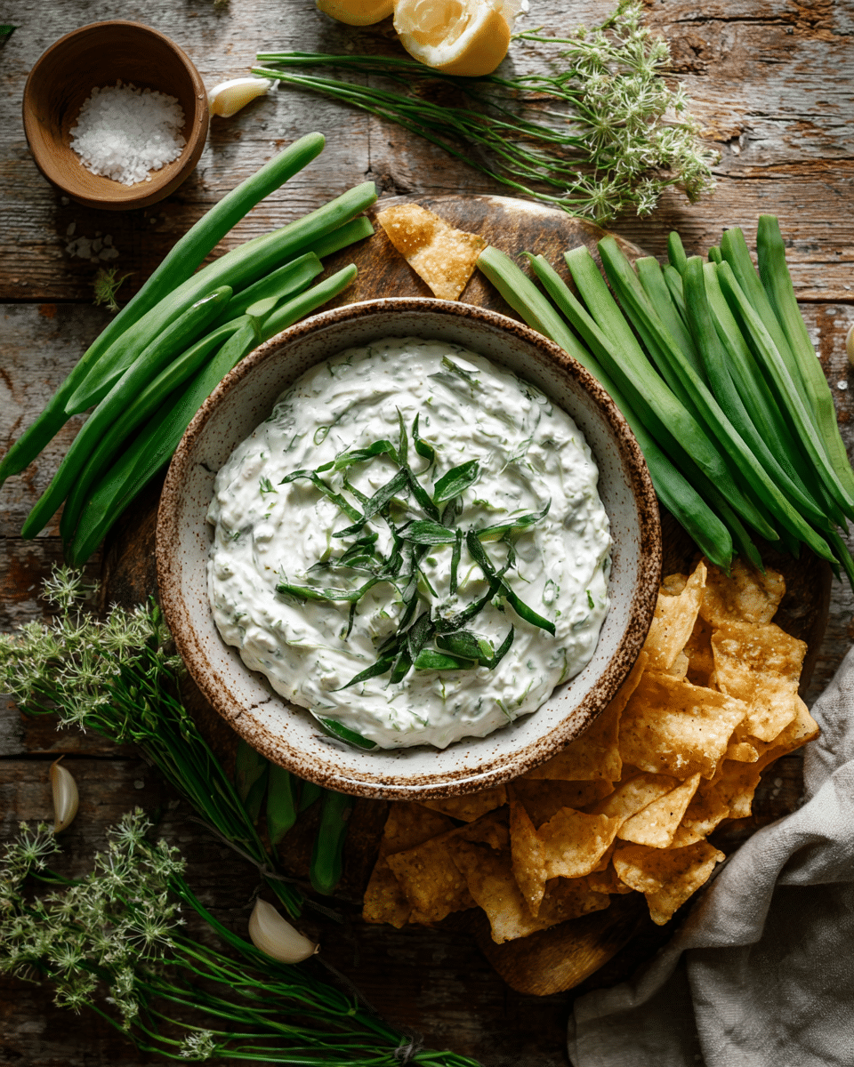 Creamy Garlic Scape Dip – Perfect for Veggies & Chips