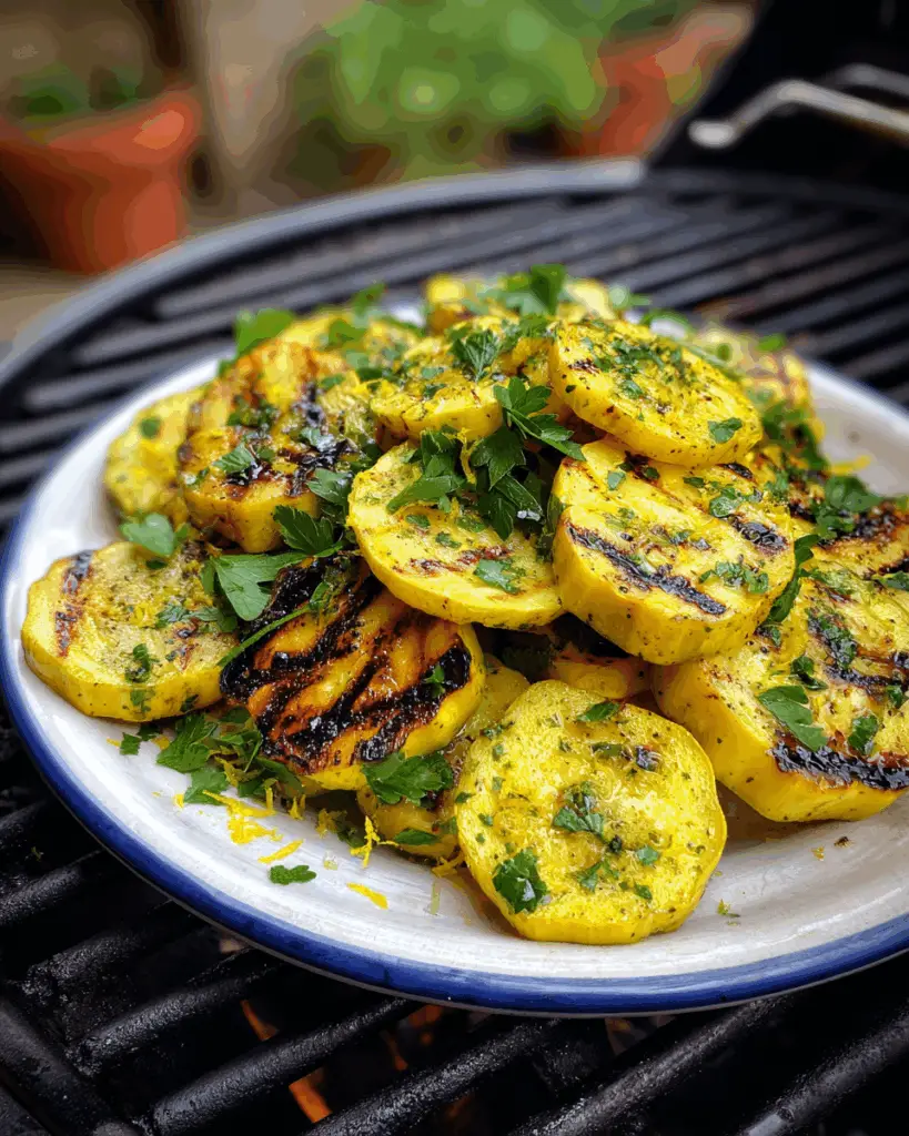 Lemon Herb Grilled Patty Pan Squash