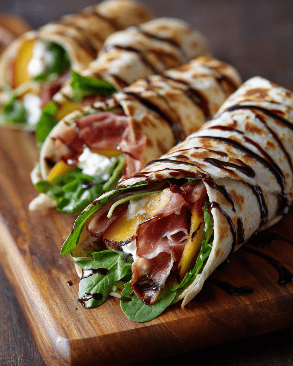 Grilled Peach & Prosciutto Wraps