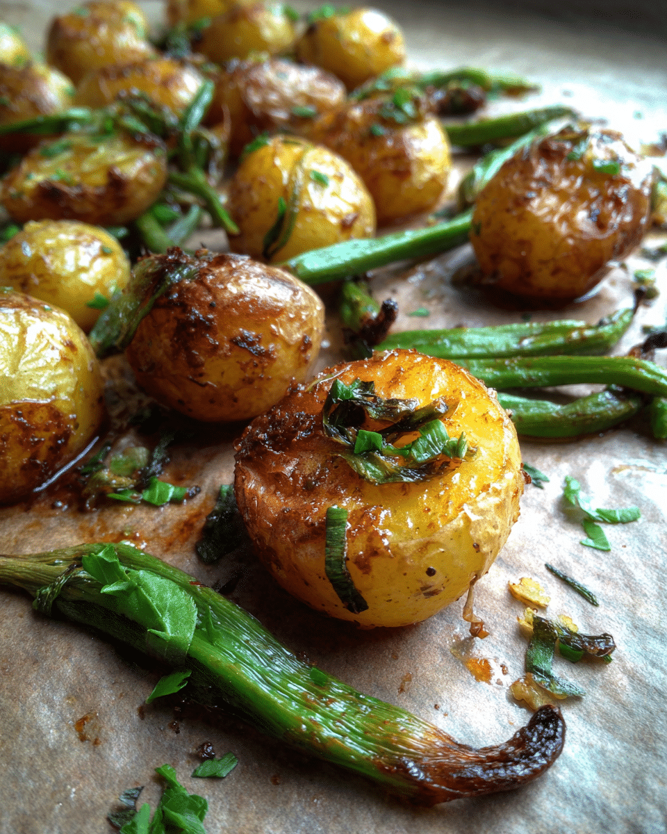 Roasted Potatoes with Garlic Scapes – Crispy & Flavorful