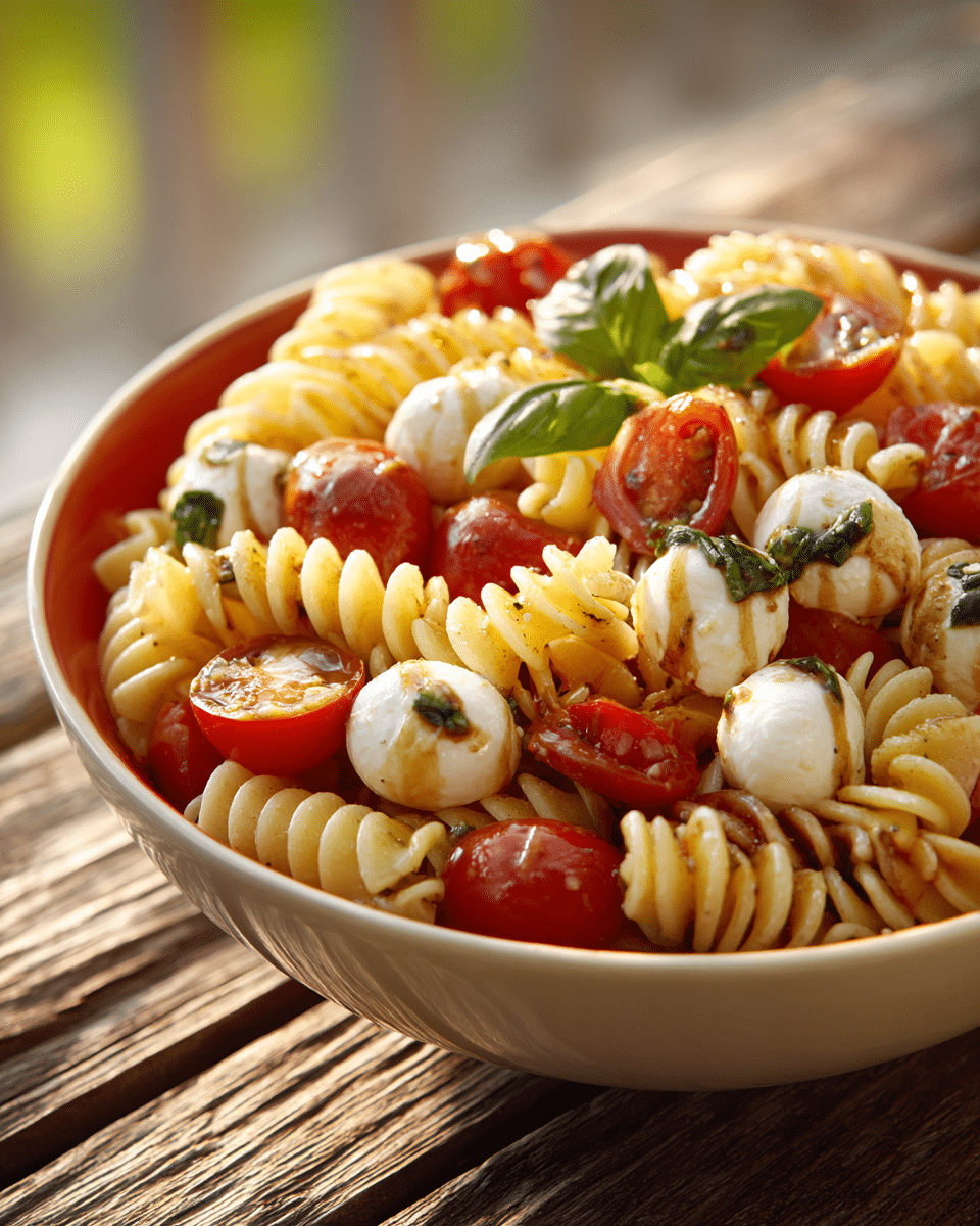 Caprese Pasta Salad – Tomato, Mozzarella & Basil Twist