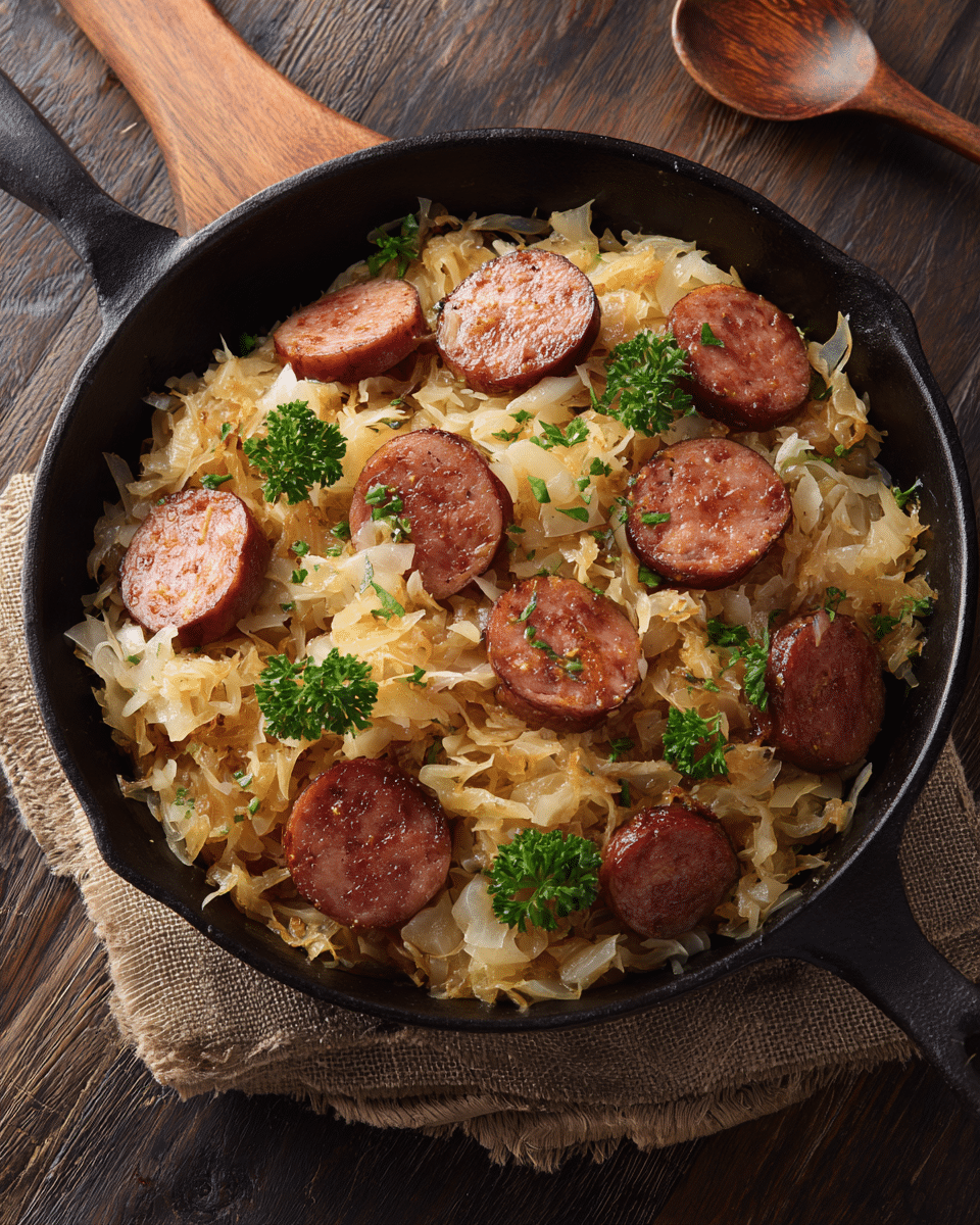 Kielbasa and Sauerkraut Skillet