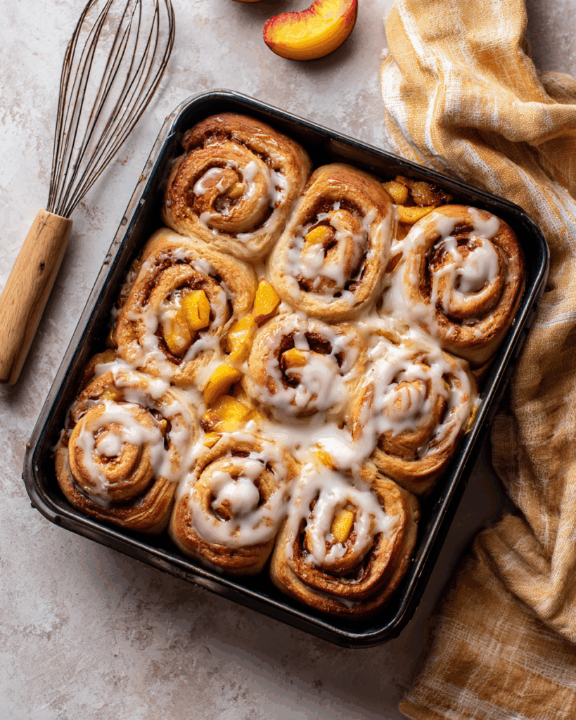 Peach Cinnamon Rolls – Sticky, Sweet, And Freshly Baked