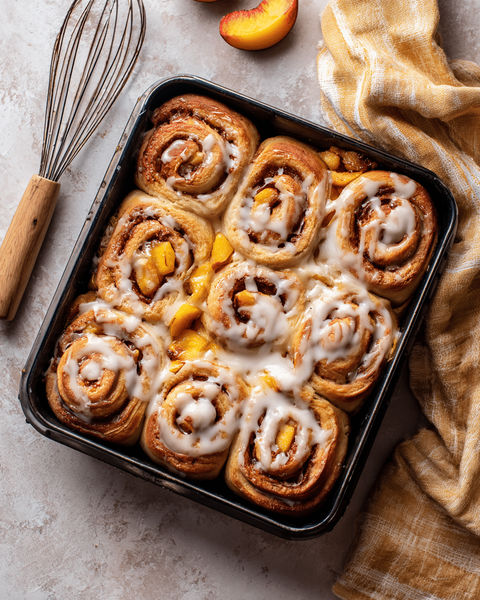 Peach Cinnamon Rolls – Sticky, Sweet, And Freshly Baked