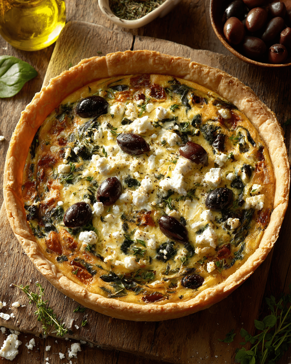 Greek Quiche with Olives & Feta – Mediterranean Brunch Idea