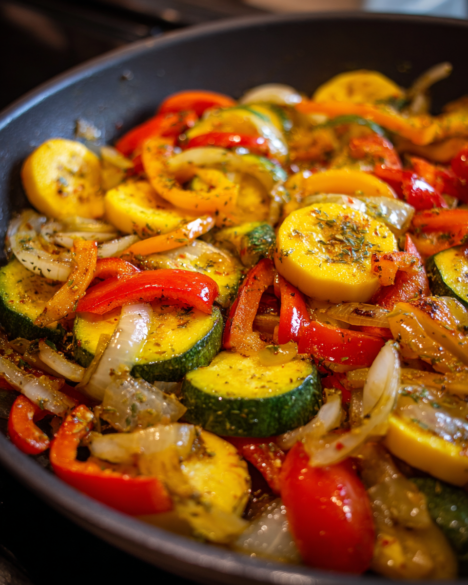 Sautéed Patty Pan Squash with Onions and Peppers